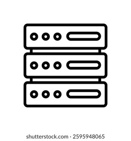 Minimalist server icon isolated on white background. Simple outline vector illustration, perfect for technology graphics, networking branding, and cloud computing concepts.