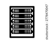Minimalist Server Rack Silhouette Icon Vector
