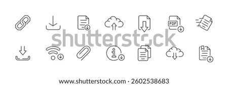 Minimalist set of communication and document management icons - vector.