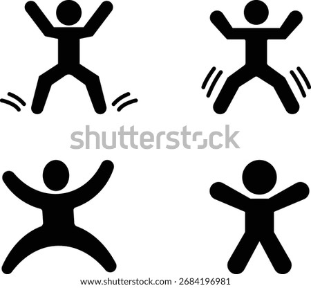  Minimalist Set of Jumping Jack Silhouette Icons