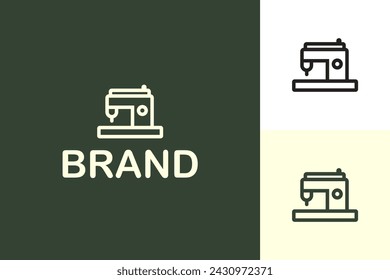Minimalist Sewing Machine Outline Logo Vector
