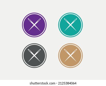 Minimalist Sewing Needles Logo Design with various colors