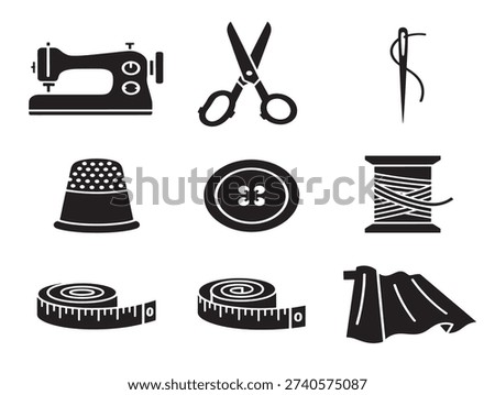 Minimalist sewing and tailoring icons set