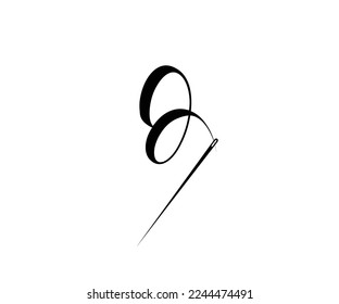 Minimalist sewing tool art logo