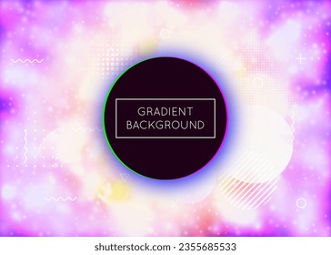 Minimalist Shape. Holographic Fluid. Geometric Pattern. Simple Dots. Purple Light Texture. Retro Concept. Space Business Backdrop. Memphis Flyer. Blue Minimalist Shape