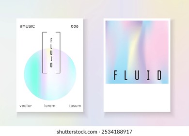 Forma Minimalista. Folheto Branco Isolado. Conceito de moda. Efeito Cristal. Tampa de espectro rosa. Pôster Mínimo. Holograma de fundo. Forma minimalista azul