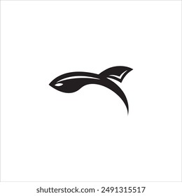 Minimalist shark design with black color and white background