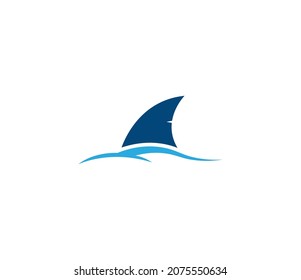 Minimalist shark fin above water logo with a strong and simple design, symbolizing power and speed. Ideal for marine companies, nautical brands, sport business and travel. Vector logo template