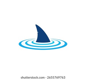 Minimalist shark fin logo featuring a sleek fin above water ripples, symbolizing strength, speed, and agility. Ideal for water sports brands, marine businesses, security firms, fintech companies, investment groups, or athletic apparel. Fully editable vector template.
