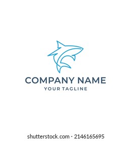 Minimalist Shark Line Art Logo Design