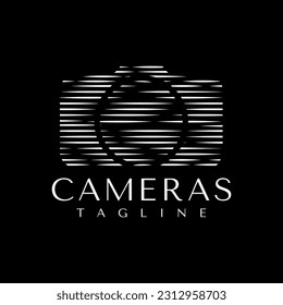 Minimalist sharp line camera logo design. Luxury abstract photography logo brand.