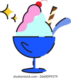 Ilustração minimalista do alimento do vetor do sorvete raspado