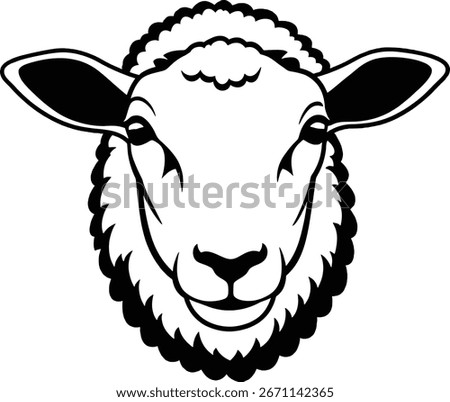 Minimalist Sheep Head Vector Logo Illustration Farm Animal Design