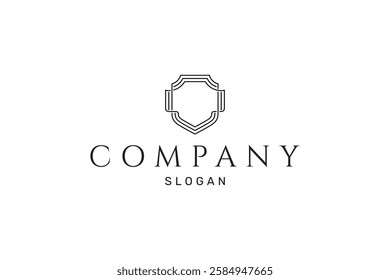 minimalist shield frame line logo with empty space for text