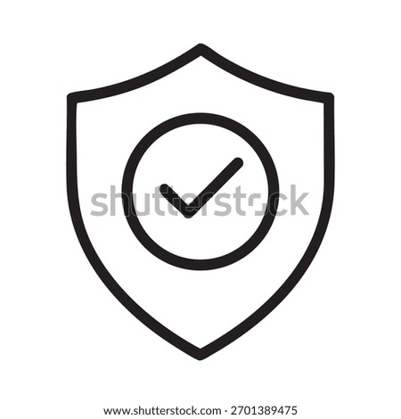 A minimalist shield icon features a checkmark, representing safety, security, and confirmation.