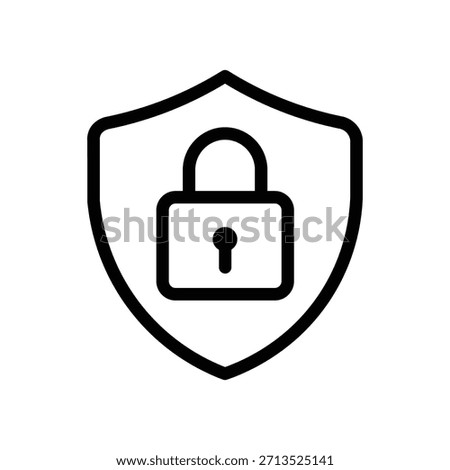 Minimalist shield icon with a padlock symbol, representing security, privacy protection, data safety, and secure systems