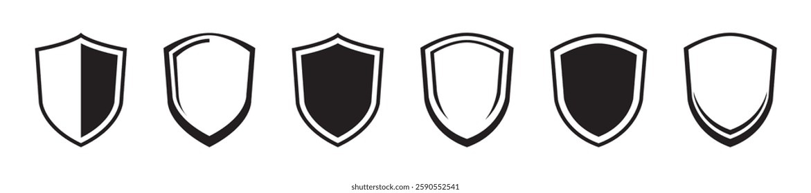 Minimalist Shield Icons for Design Vector Set