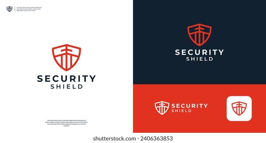 Minimalist shield logo design. Abstract Security Secure Safe Secret icon.
