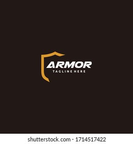 Minimalist shield logo, simple, creative shield, armor luxury gold logo template