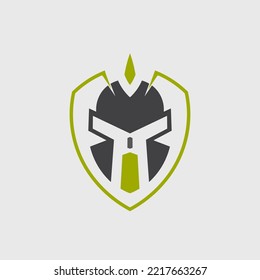 Minimalist Shield Logo and Spartan Helmet 