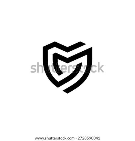 Minimalist shield outline formed by a sharp, geometric letter "M." Sleek and protective.