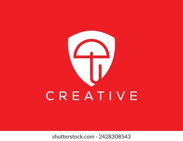 Minimalist Shield umbrella mark logo design vector template. Guard umbrella mark vector