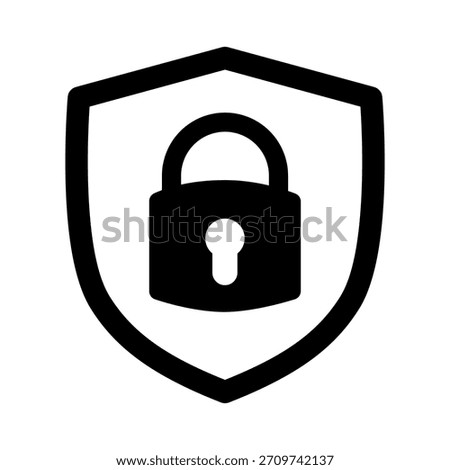 Minimalist shield-lock icon representing strong access control and reliable data protection. Perfect for security apps, privacy systems, and modern digital interfaces.