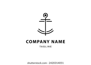 minimalist ship anchor logo with simple flat line design style