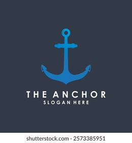 Minimalist Ship Anchor Silhouette Design. Nautical Ship Anchor Logo Icon.