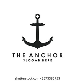 Minimalist Ship Anchor Silhouette Design. Nautical Ship Anchor Logo Icon.