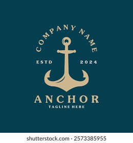 Minimalist Ship Anchor Silhouette Design. Nautical Ship Anchor Logo Icon.