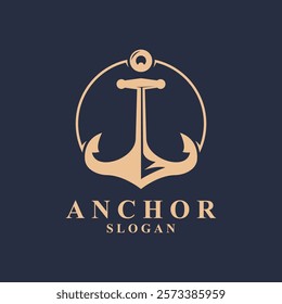 Minimalist Ship Anchor Silhouette Design. Nautical Ship Anchor Logo Icon.