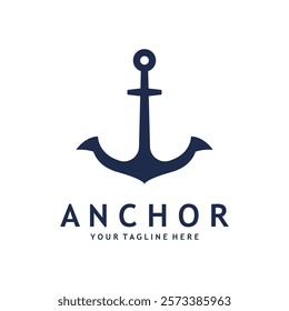 Minimalist Ship Anchor Silhouette Design. Nautical Ship Anchor Logo Icon.