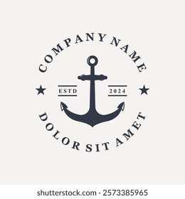 Minimalist Ship Anchor Silhouette Design. Nautical Ship Anchor Logo Icon.