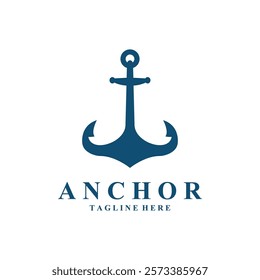 Minimalist Ship Anchor Silhouette Design. Nautical Ship Anchor Logo Icon.