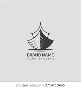 Minimalist Ship or ark's noah logo design with clean lines and monochrome color style. Suitable for marine business, shipping company, travel, sailing brand, or modern corporate identity