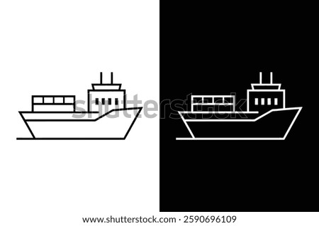 Minimalist Ship and Boat Icon. Elegant Line Art for Water Transport
