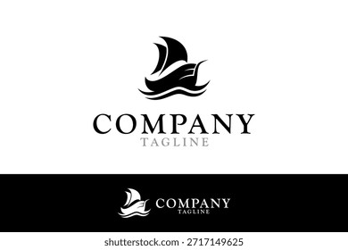 Vector minimalista del diseño del logotipo de la nave con estilo plano 