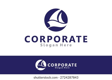 Vector minimalista del diseño del logotipo de la nave con estilo plano 