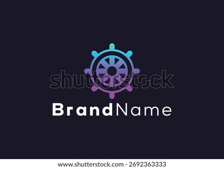 Minimalist ship wheel logo template