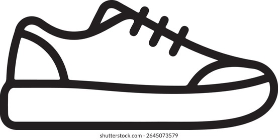 Minimalist Shoe Line Art Icon Black White Vector