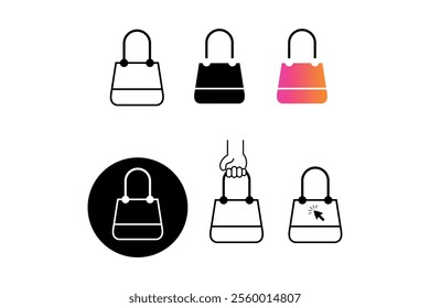 Minimalist Shopping Bag Icons Vector Collection for Templates, Cute Vector Shopping Bag Icons Set for Art Projects, shopping bag, isolated icons, online shopping, fashion bag, marketing icons