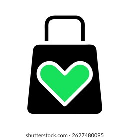 Minimalist shopping bag illustration with heart symbol for eco friendly retail