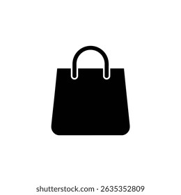 Minimalist shopping bag illustration with rounded handles and base, isolated against a clean transparent backdrop. Simple design for various applications.