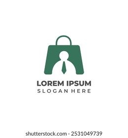 Minimalist Shopping Bag Logo with Human Silhouette