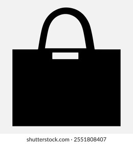 Minimalist Shopping Bag Silhouette Isolated on White Background