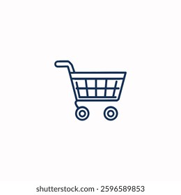 Minimalist Shopping Cart Icon: Sleek Black and White Design for E-Commerce and Retail