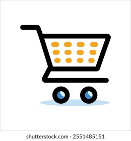 Minimalist Shopping Cart Icon - Vector Illustration for E-Commerce and Retail Designs