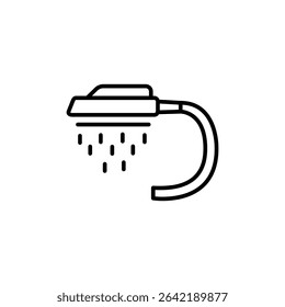 Minimalist Shower Head Icon With Water Drops On Transparent Backdrop