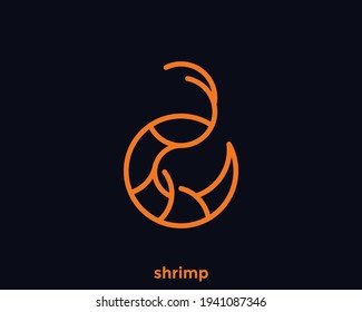 minimalist shrimp logo concept vector illustration, icon mascot shrimp